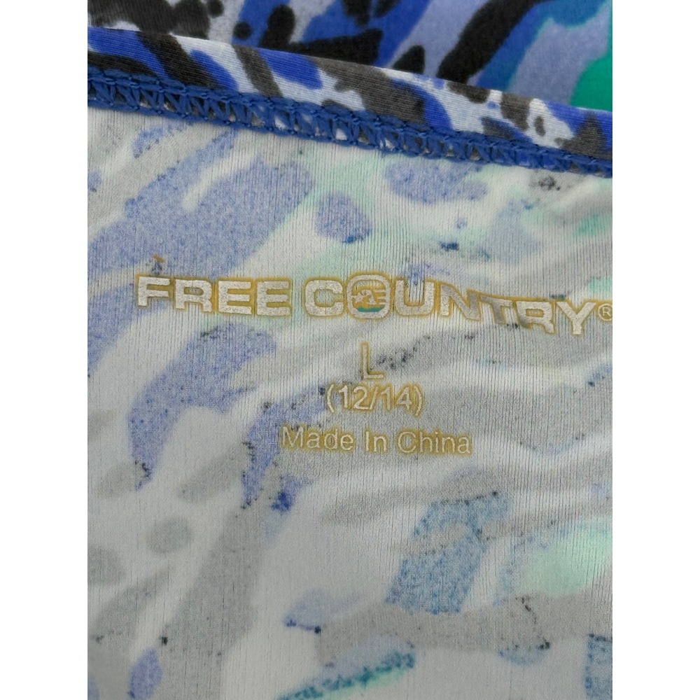 Free Country Womens Tankini Swim Top Blue Green Animal Print V-Neck Sz L 12/14 - Picture 7 of 9